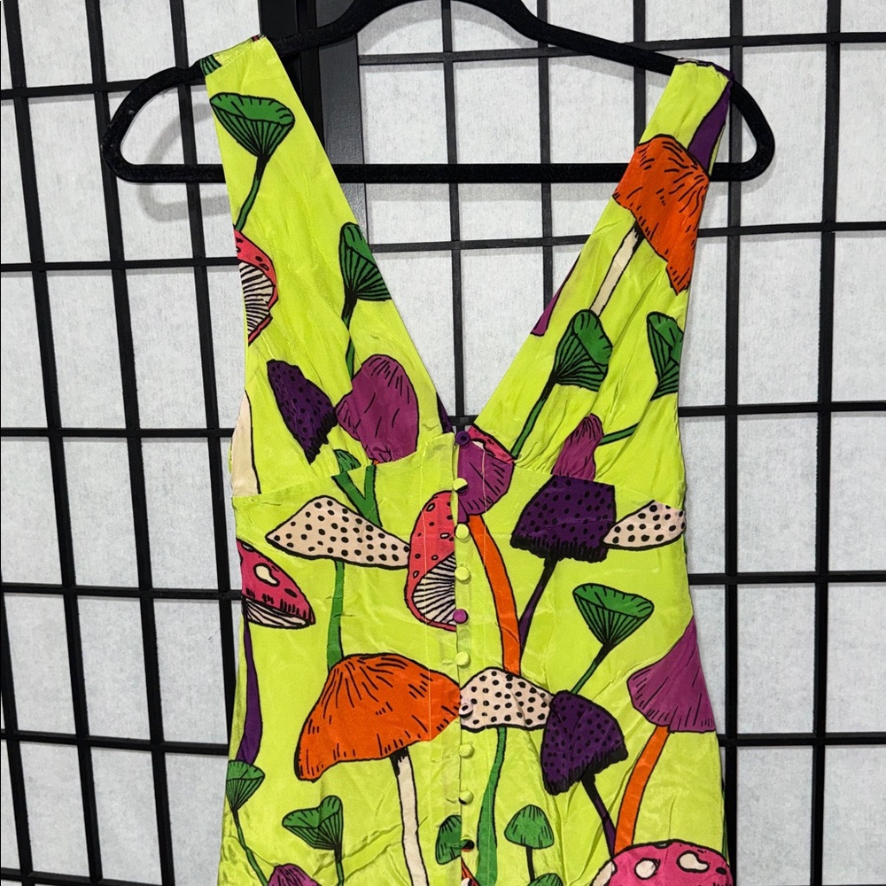 ✨ Farm Rio Lime Mushrooms Midi Dress – Size XS ✨ - Picture 4 of 9